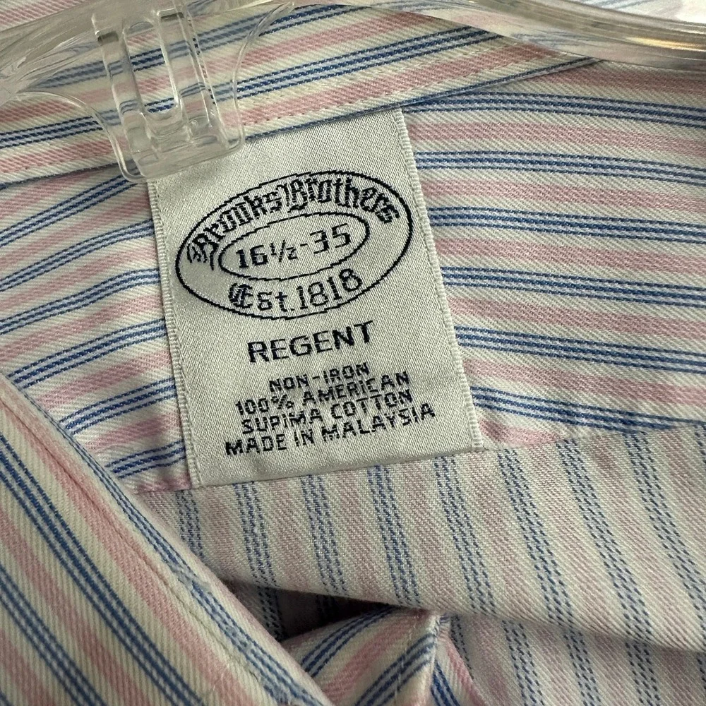 Brooks Brothers Regent Men Striped Dress Shirt Size 16.5 35 French Cuff Business